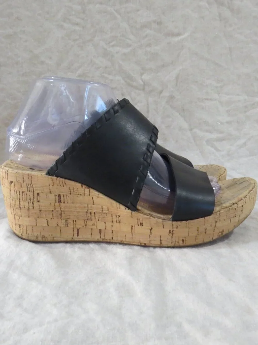 KORKS Kendri Sandals Black Leather SIZE 9 Whip Stitch Detail